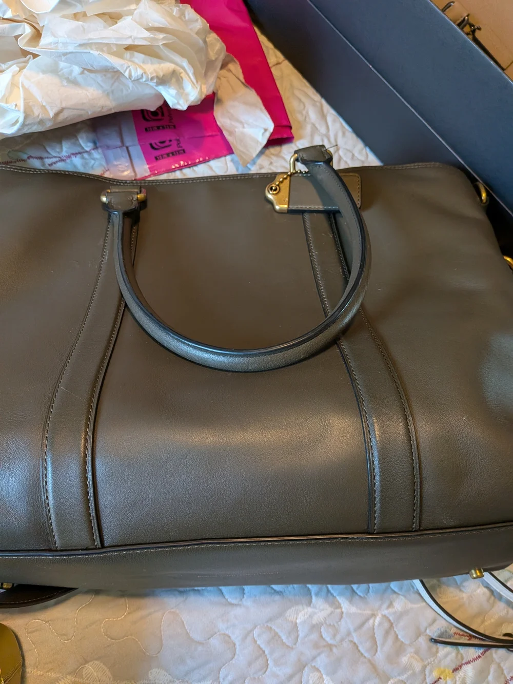 Coach 1941 Metropolitan Tote Army Green Glovetanned Leather Laptop 55564